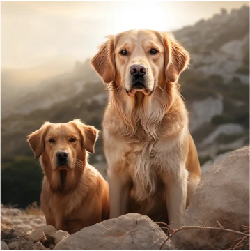 Fat lab and golden retrievers
